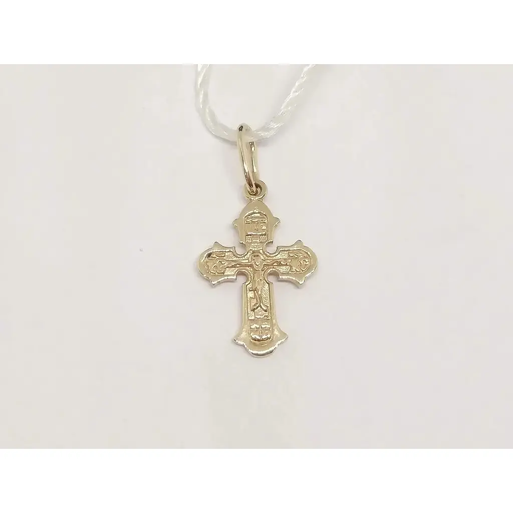 Золотой крестик Семейные драгоценности. Распятие Христа. 140785 - фото 3