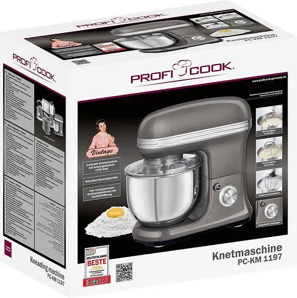 Планетарний міксер-тестоміс Profi Cook PC-KM 1197 Antracite 5л - фото 5
