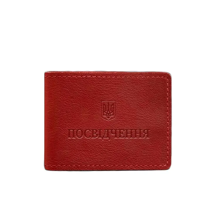 Універсальна шкіряна обкладинка для посвідчення червона - фото 6