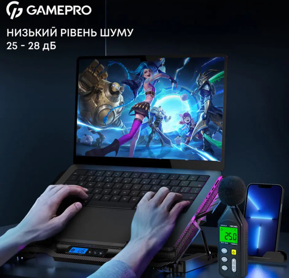 Охолоджувальна підставка для ноутбука до 15,6 дюймів GamePro GPCP-560 5xfans - фото 8