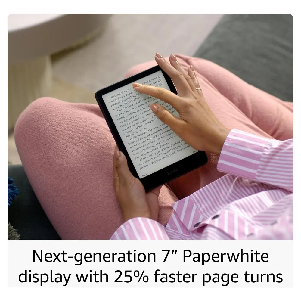 Електронна книга Kindle Paperwhite Signature Edition 2024 Metallic Jade, 32GB, без реклами, 7 HD E Ink Carta дисплей, покриття антивідблиску, підсвічування, сенсорний екран, Bluetooth/Wi-Fi, захист від вологи, 300 dpi, зелена - фото 3