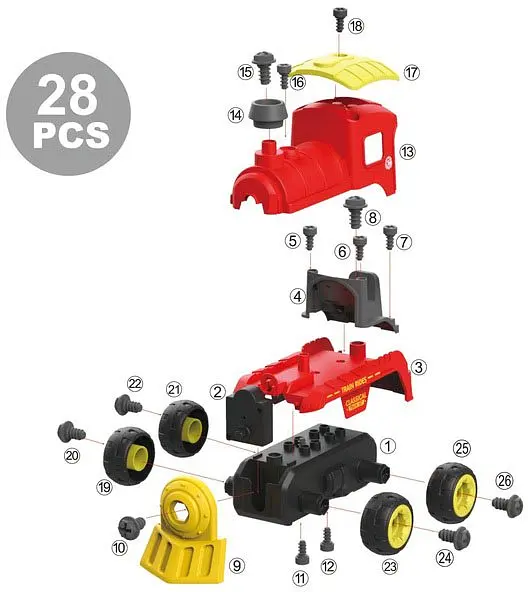 Конструктор DIY Spatial Creativity Поезд с электродвигателем LM8073-DZ-1, красный (CJ-1379241) - фото 3