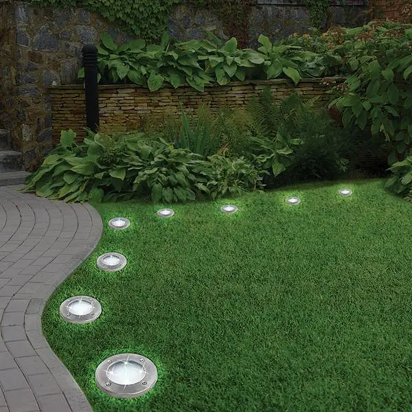 Комплект садових світильників на сонячній батареї Solar Disk Lights, 4 шт ∙ Вуличні ліхтарі з датчиком світла - фото 2