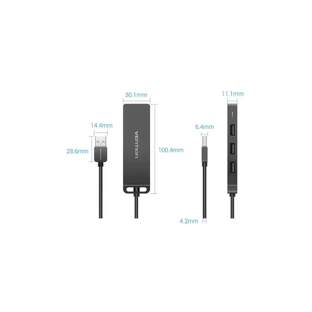 Концентратор VENTION USB 2.0 to 4xUSB 2.0 black (CHMBB) - фото 2