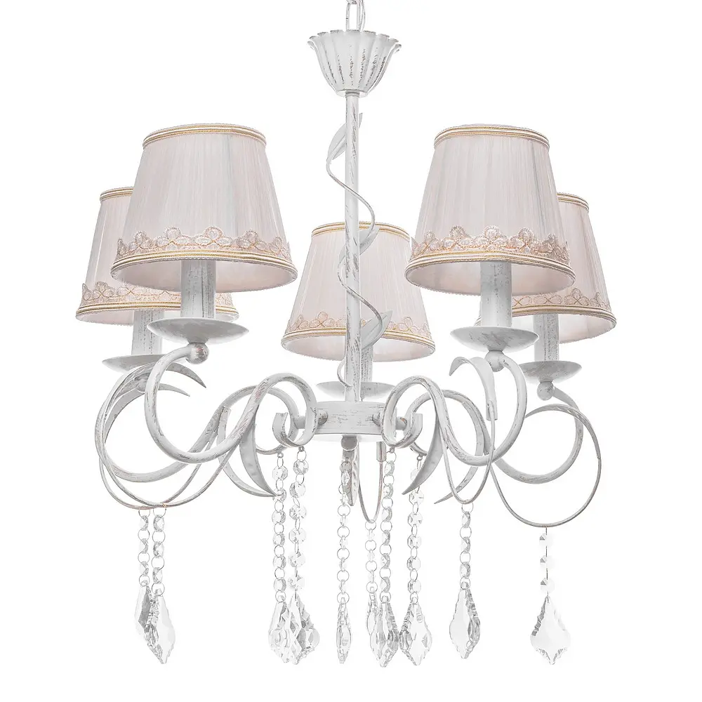 Люстра подвесная Brille прованс с абажуром E14 40W WH (BKL-667S/5) - фото 5