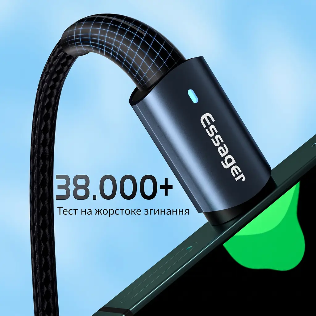 Кабель Essager Sunset USB-A – Type-C 100W 7A, швидка зарядка QC, 1 м - фото 6
