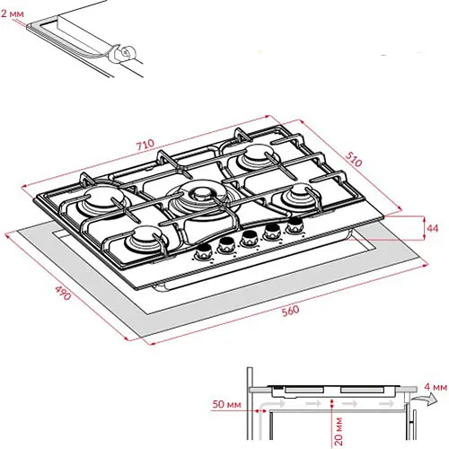 Варильна поверхня Weilor GM W 714 газова BL - фото 6