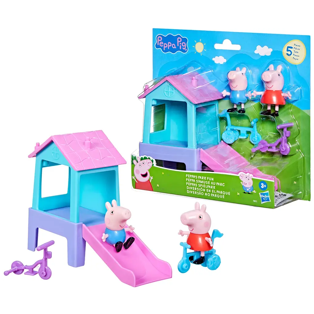 Ігровий набір Peppa Pig Веселощі у парку з фігурками Пеппи та Джорджа, гіркою і велосипедами - фото 2