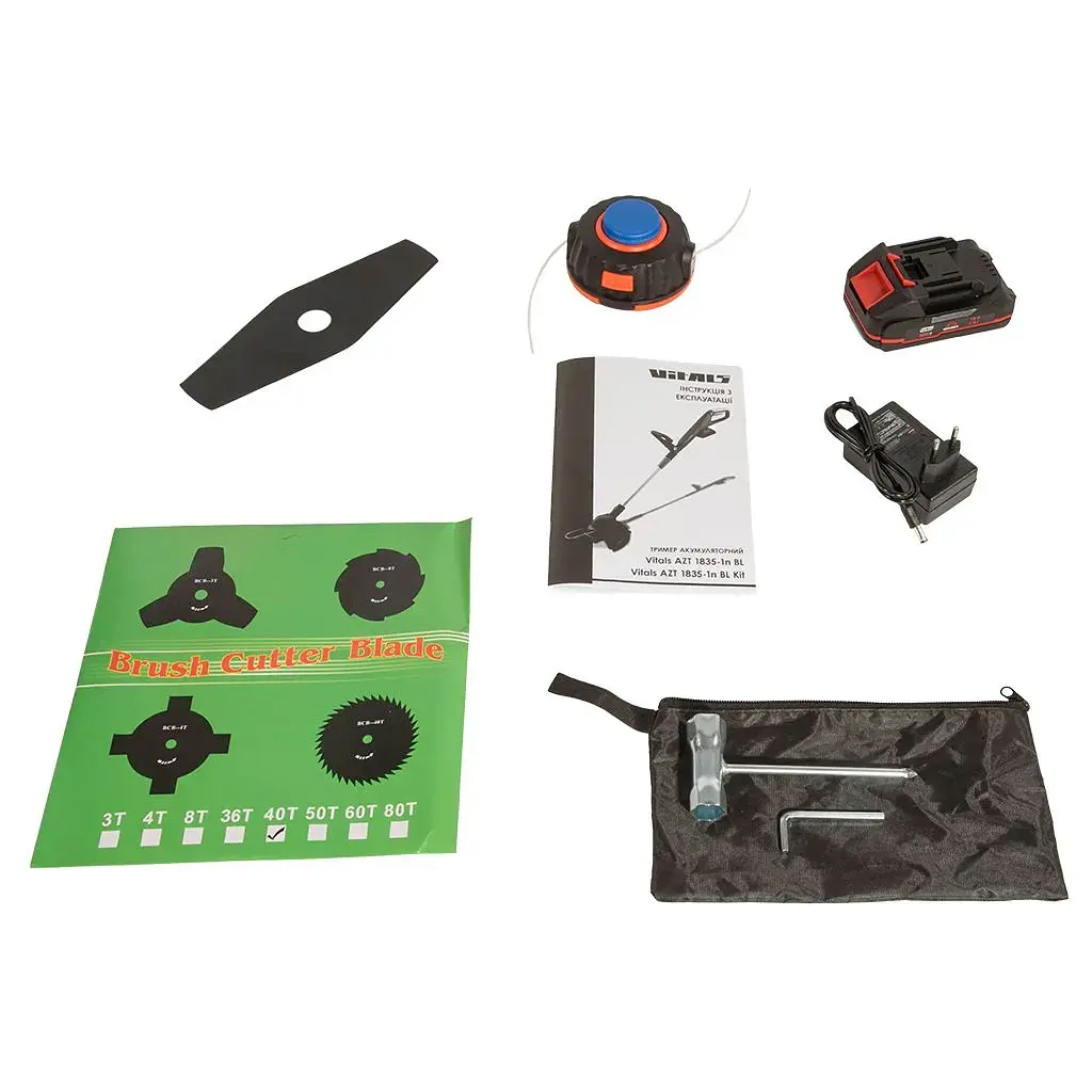 Тример садовий Vitals AZT 1835-1n BL Kit, 18V, 2Ah, 30см, 2.75кг (243558) - фото 8