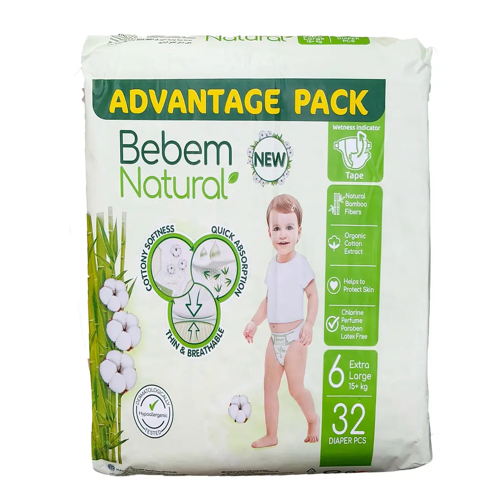Підгузки Bebem Natural 6 Extra Large (15 + кг), 32 шт