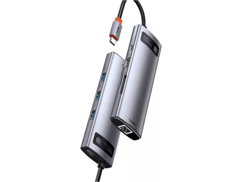 Док-станція для ноутбука BASEUS Metal Gleam Series 8-in-1 Multifunctional Type-C HUB (CAHUB-CV0G) - фото 2