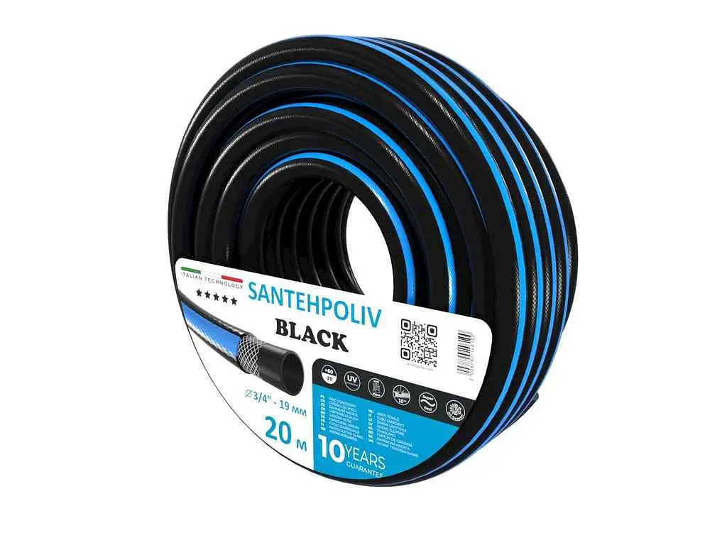 Шланг для поливу SANTEHPOLIV 3/4 20м BLACK (бухта) ПВХ