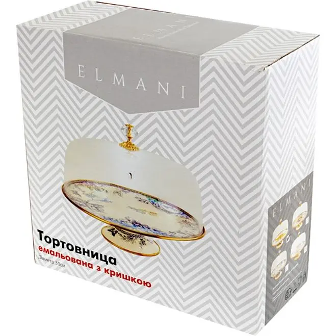 Тортівниця Elmani Vitaly на ніжці з кришкою емальована 30 см (763-022) - фото 4
