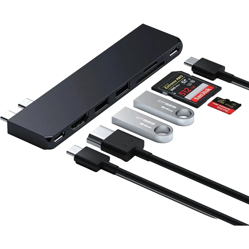 Адаптер Satechi Aluminum USB-C Pro Hub Slim Adapter Midnight (ST-HUCPHSD) - фото 4