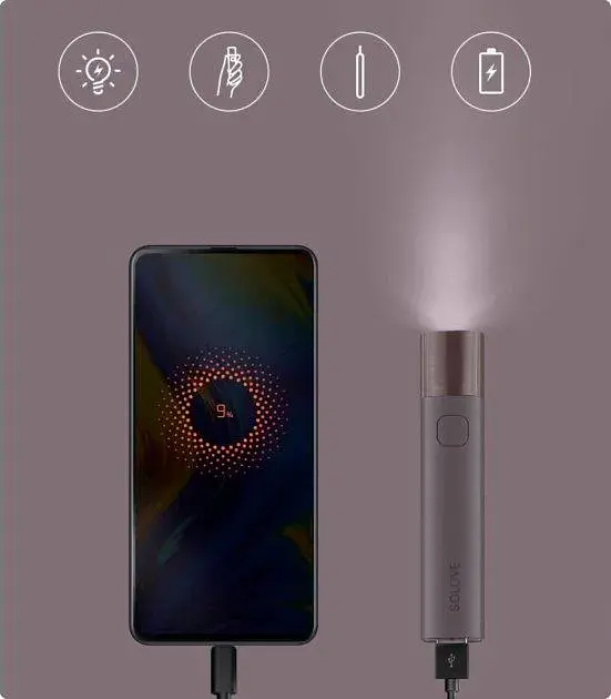 Ліхтарик Solove Portable Flashlight X3S TYPE-C Interface 3000mAh Black - фото 3