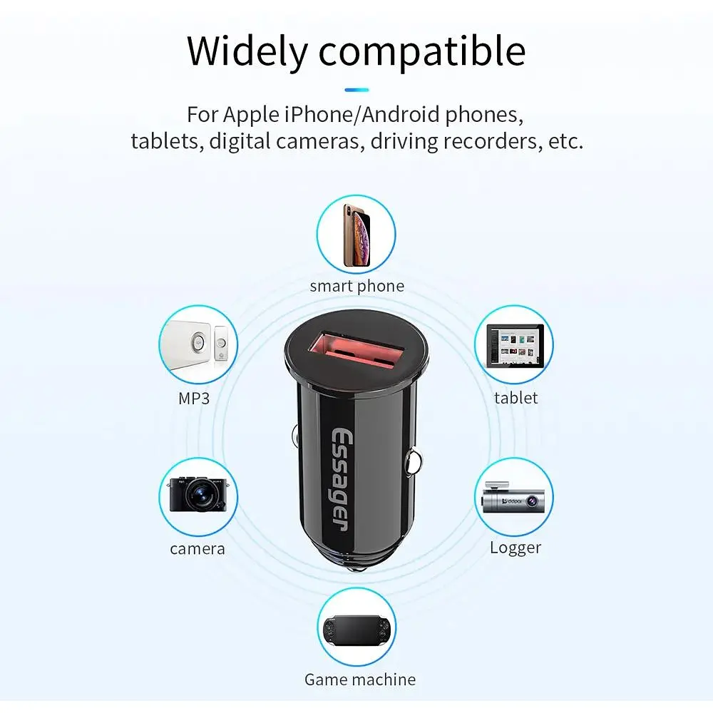 Автомобильный адаптер Essager для зарядки на 1 USB 3A - фото 2