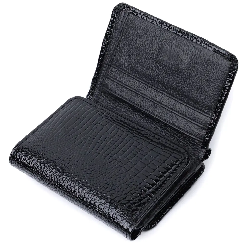 Жіночий стильний гаманець із фактурної натуральної шкіри ST Leather 22732 чорний - фото 6