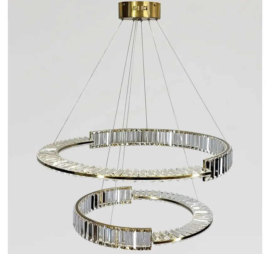 Підвісна LED-люстра Artlight 561/80+60 із двома кришталевими кільцями, латунь, 165 Вт, від 20-30 м² - фото 2