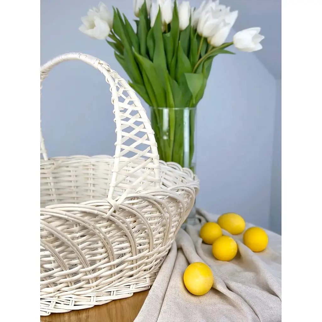 Пасхальная корзина из лозы с одной ручкой Галичина Белый - фото 4