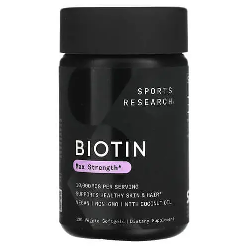 Біотин (B-7) Biotin 10,000 mcg 120 рідких капсул Sports Research vit0006469