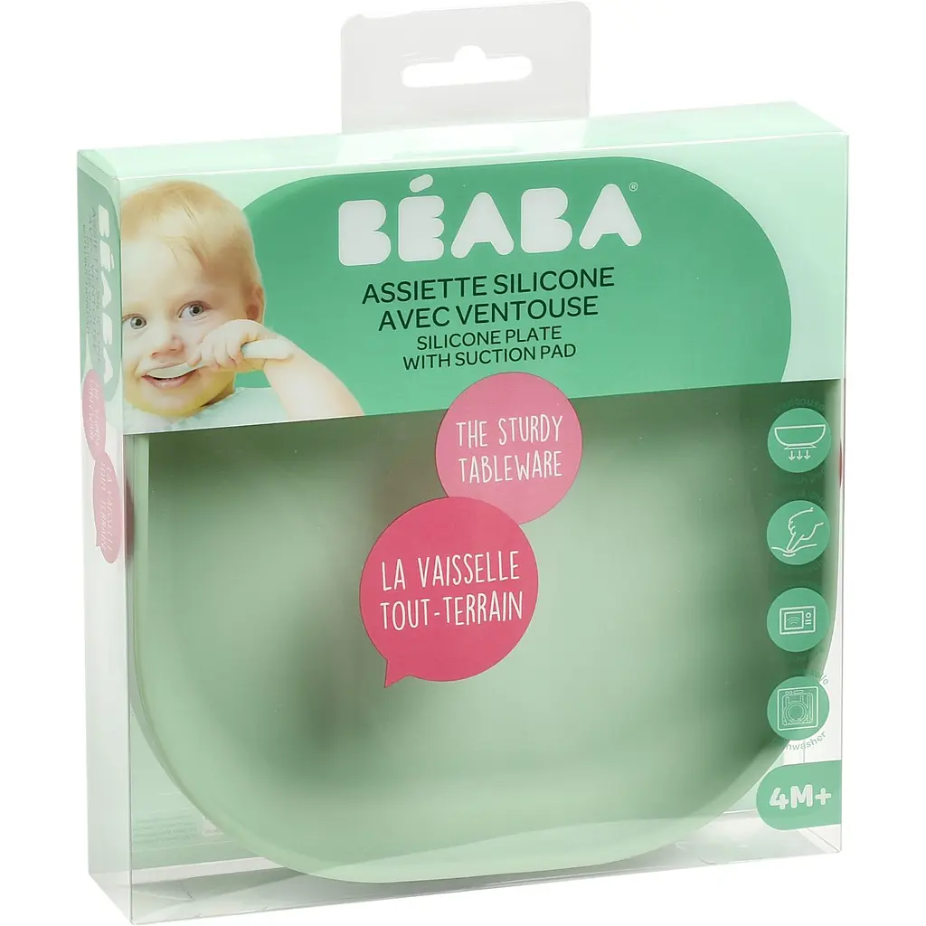 Силіконова тарілка на присосці Beaba Silicone Suction Plate, зелена (913551) - фото 2