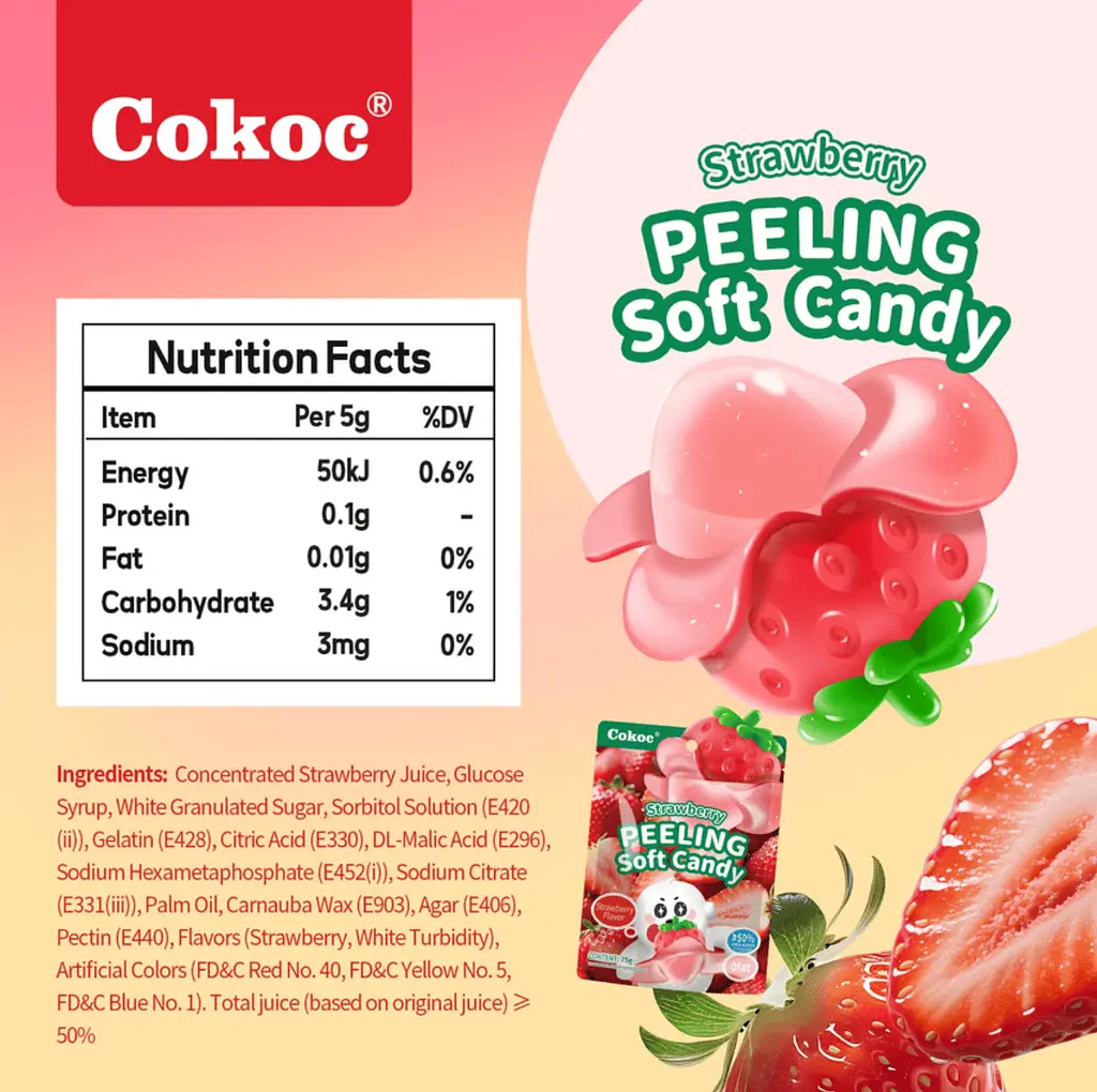 Желейні цукерки Cokoc Peeling Soft Candy Strawberry 75г - фото 6