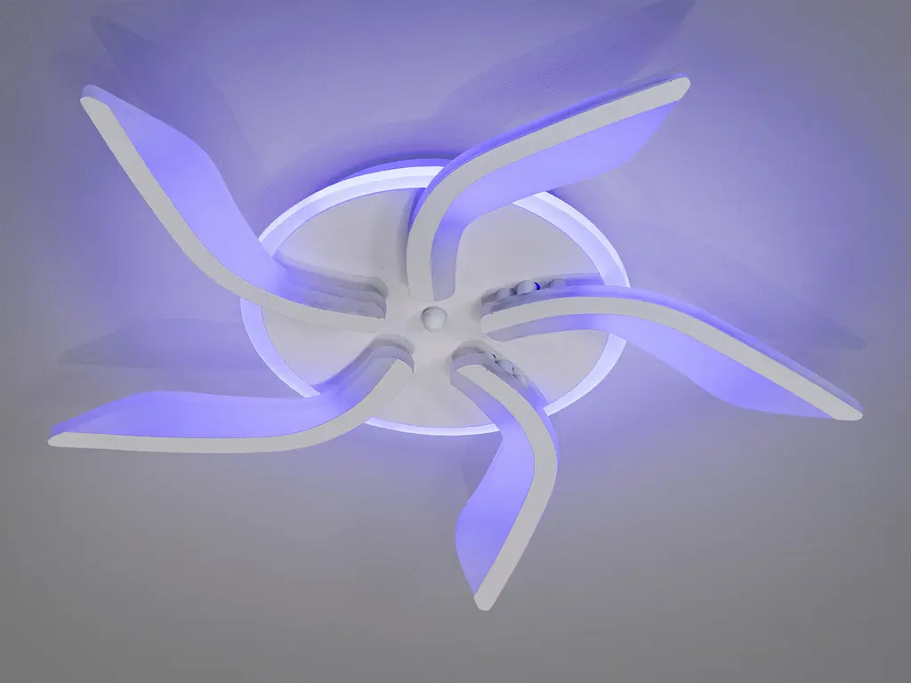 Стельовий світильник LED Diasha S2480/5WH, 50W, 4100K, білий акрил, сучасний стиль, з пультом, підсвітка - фото 3