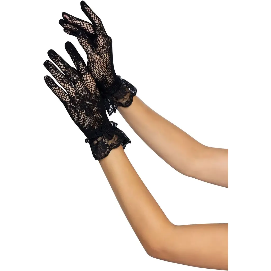 Рукавички Leg Avenue Floral lace wristlength gloves Black - фото 2