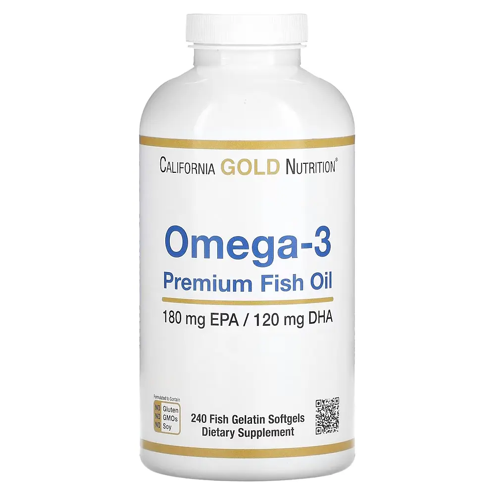Жирні кислоти California Gold Nutrition Omega 3 Premium Fish Oil, 240 рибних капсул