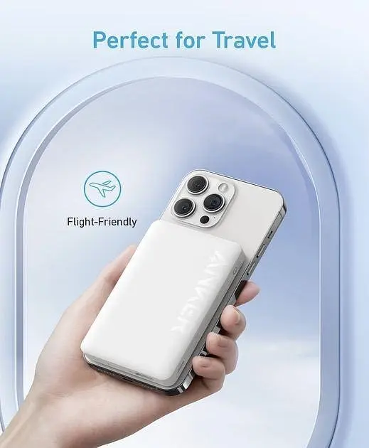 Повербанк Anker 334 MagGo 10000 mAh 20 W с беспроводной магнитной зарядкой Magsafe для iPhone белый - фото 2