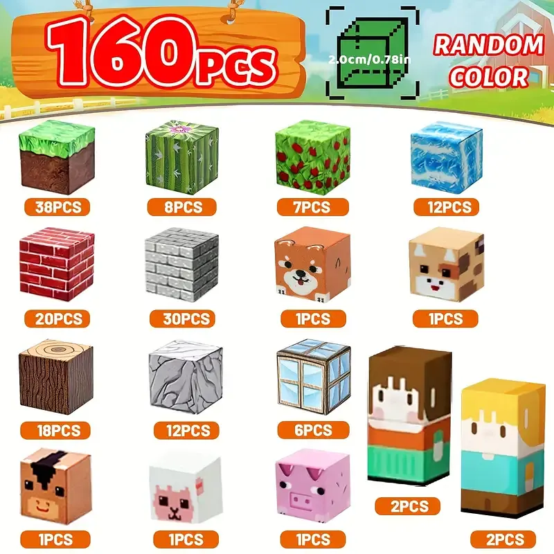 Магнітний конструктор Minecraft 160 шт по грі Майнкрафт Тварини та Ліс Mk001029 - фото 4