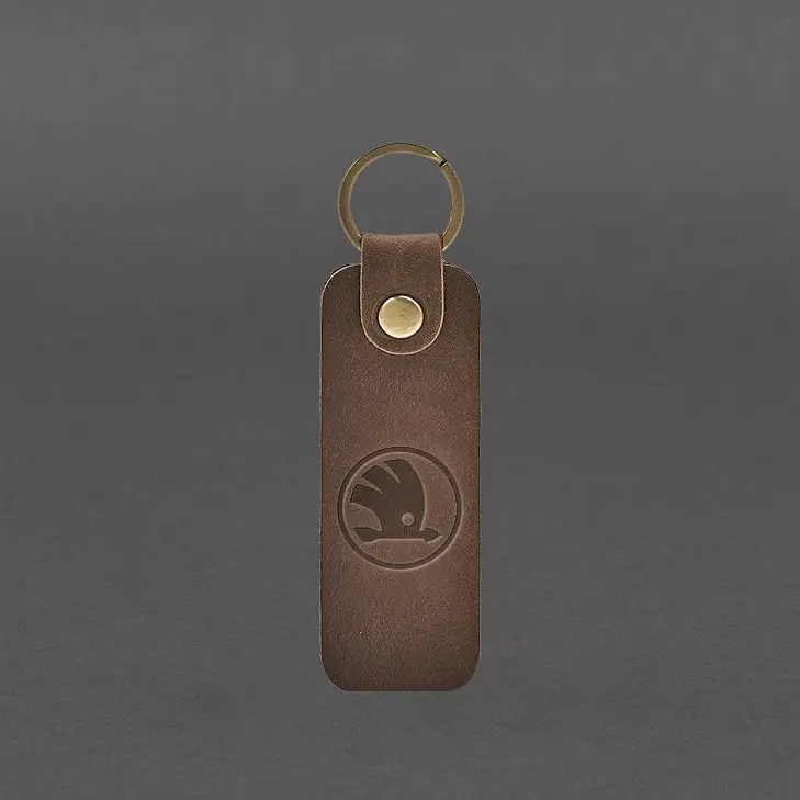 Шкіряний брелок для Авто Skoda темно-коричневий Crazy Horse - фото 4
