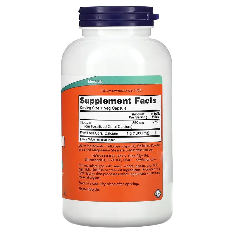 Вітаміни та мінерали NOW Coral Calcium 1000 mg, 250 вегакапсул - фото 2
