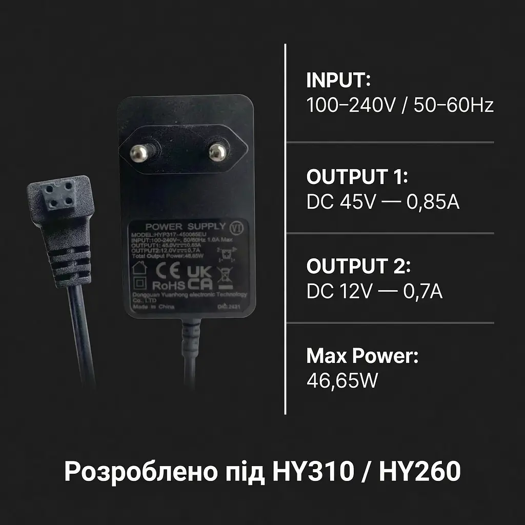 Блок живлення для проектора HY310/HY310X/HY260 Pro (кабель 3м) - фото 2