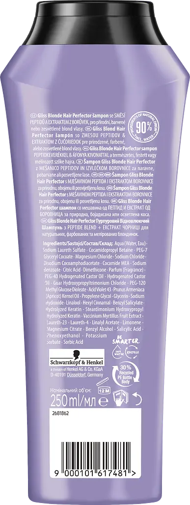 Шампунь тонуючий для білявого волосся Gliss Blonde Hair Perfector, 250 мл - фото 2