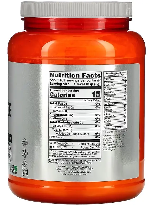 Протеїн з пророщеного коричневого рису, без смаку, 907г NOW Foods, Sports - фото 2