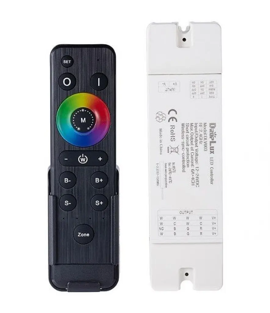 Контроллер Kloodi RF 2.4GHz 4в1 DIM/CCT/RGB/RGBW/RGB+W, 12-24V DC, 4*6A, 4*72-144W, RF 2.4GHz KD-DLV003 - фото 2