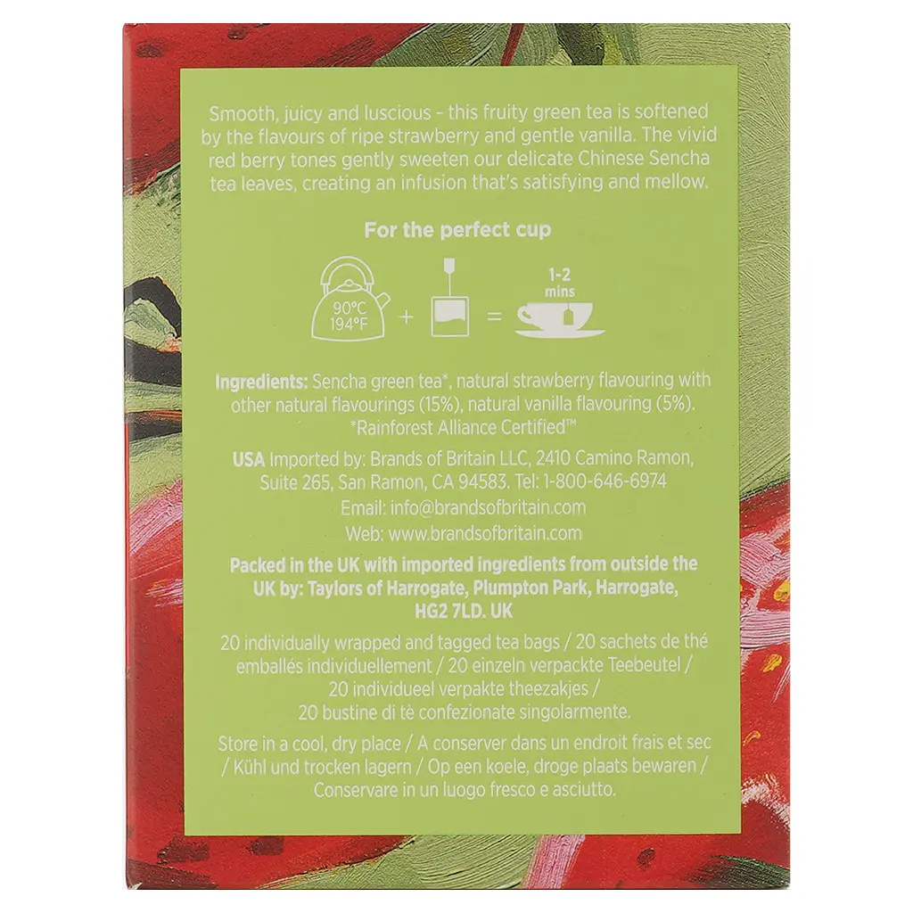 Чай зелений Taylors of Harrogate Strawberry & Vanilla Green Tea з полуницею та ваніллю 20х1.5 г - фото 3