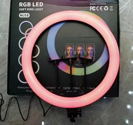 Кольцевая LED лампа для студийного освещения Ring RGB MJ18 18 см с пультом - фото 9