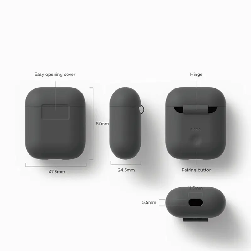 Чехол Elago Silicone Dark Grey для AirPods темно-серый (EAPSC-DGY) - фото 4