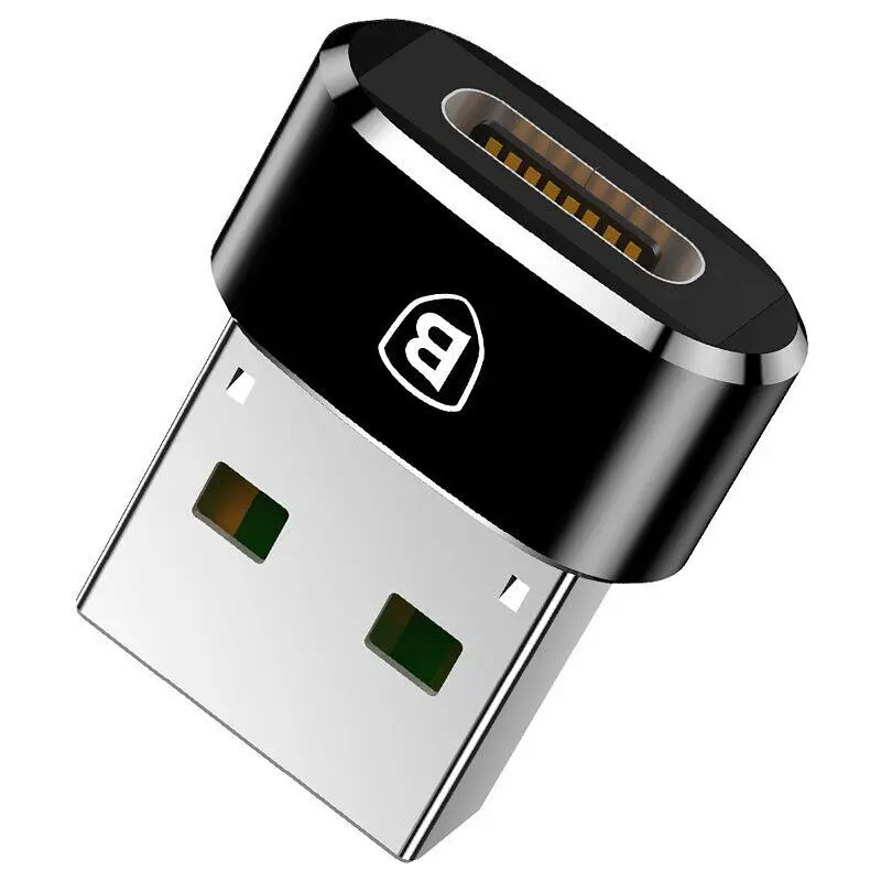 Перехідник Baseus USB Male To Type-C Female Adapter Converter 3A (CAAOTG-01) Чорний - фото 2