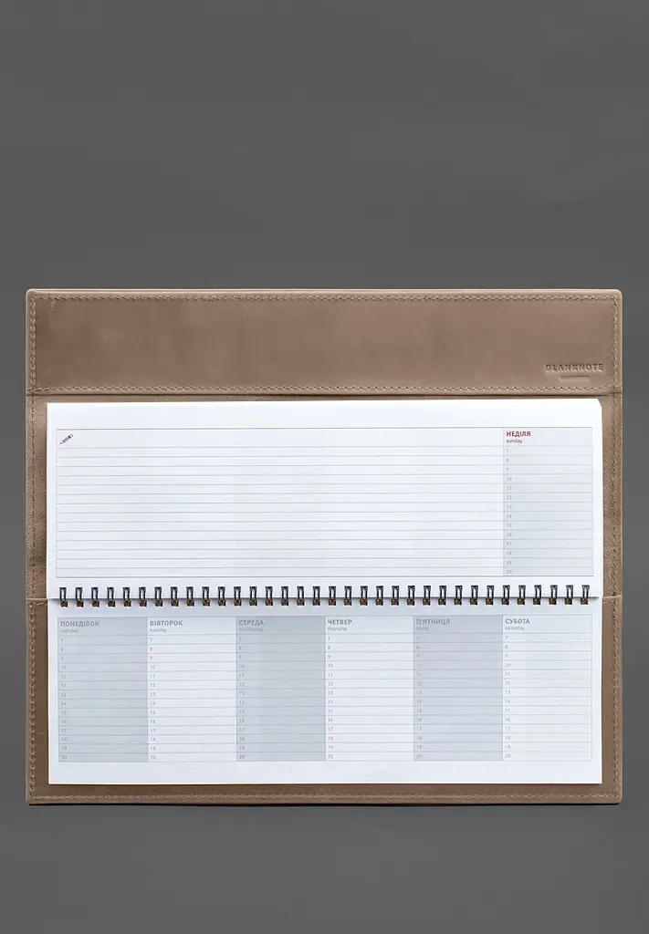 Настольный планер с блоком на пружине светло-бежевый Crazy Horse - фото 3