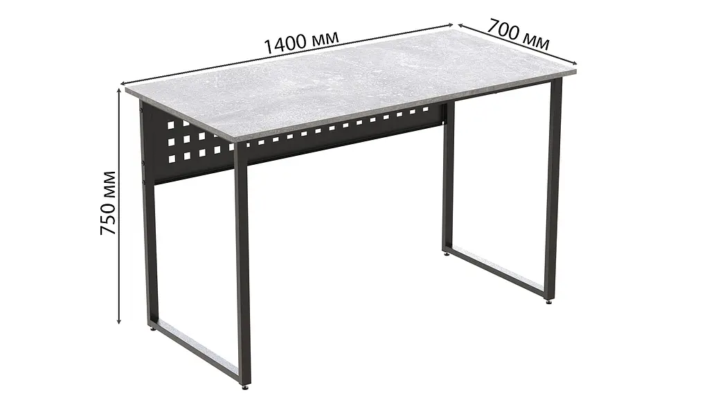 Стол письменный Майк Ferrum-decor 75x140x70 Черный металл ДСП Бетон 16 мм (FRD-106537) - фото 5