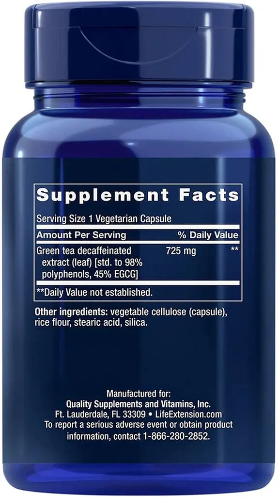 Екстракт зеленого чаю Life Extension Mega Green Tea Extract Decaffeinated, 100 вегакапсул без кофеїну - фото 2