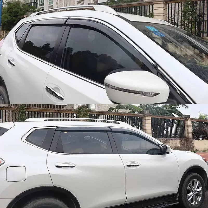 Дефлектори вікон вітровики Benke для Nissan X-Trail / Rogue (T32) 2014- Хром Молдинг Із Нержавіючої Сталі 3D - фото 2