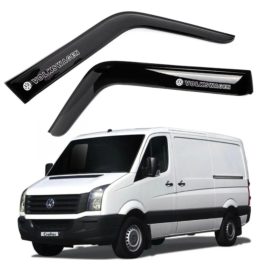 Дефлектори вікон ветровики Volkswagen Crafter 2006-2015 2006-2015 По Двері Скотч 3M Voron Glass - фото 2