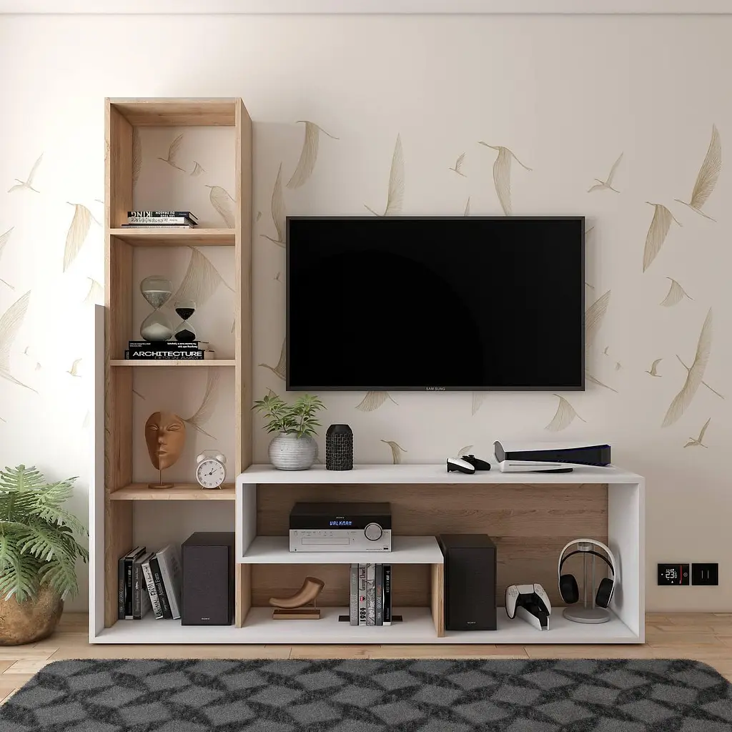 Стінка у вітальню Doros Етана Дуб Артизан / Білий 150х30х150 см (41510097) - фото 4