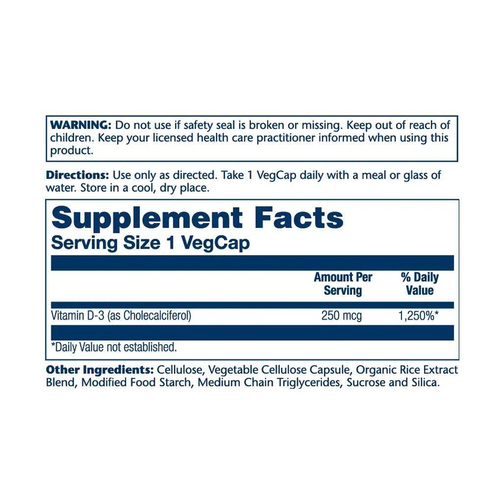 Вітамін D3 10000 IU, Super Strength Vitamin D-3 250 mcg - 60 vcaps - фото 2