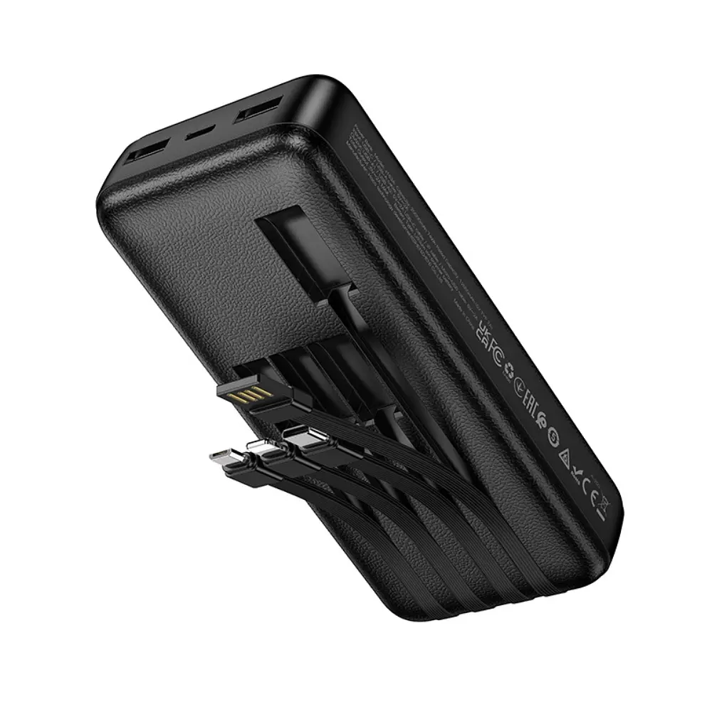 Зовнішній акумулятор HOCO J163B Wonderful power bank with 4 cables(30000mAh) Black (6942007664615) - фото 5