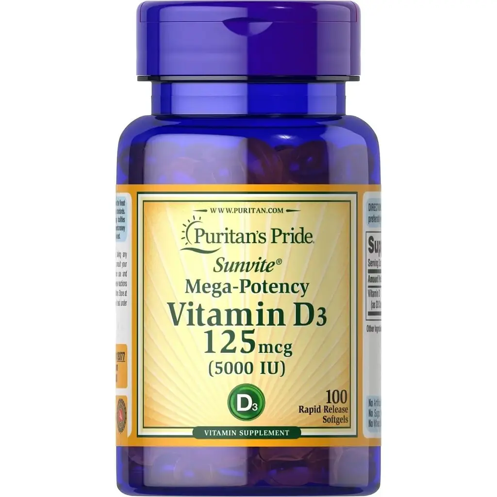 Вітамін D3 Puritan's Pride 5.000 МО 100 капсул